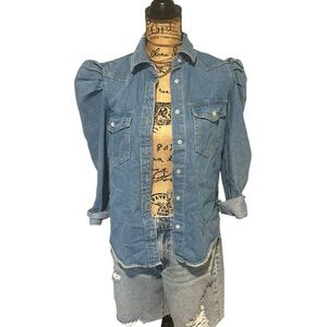 Blue Denim Puff Sleeve Shirt